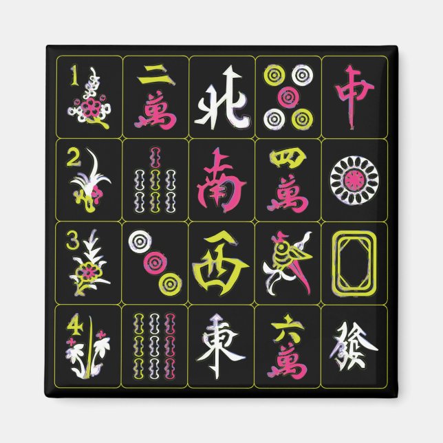 Mah Jongg Black/Fuchsia/Lime Magnet (Framsidan)