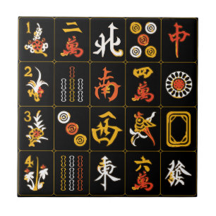 Mah Jongg Black/Orange/Gult Tile Kakelplatta