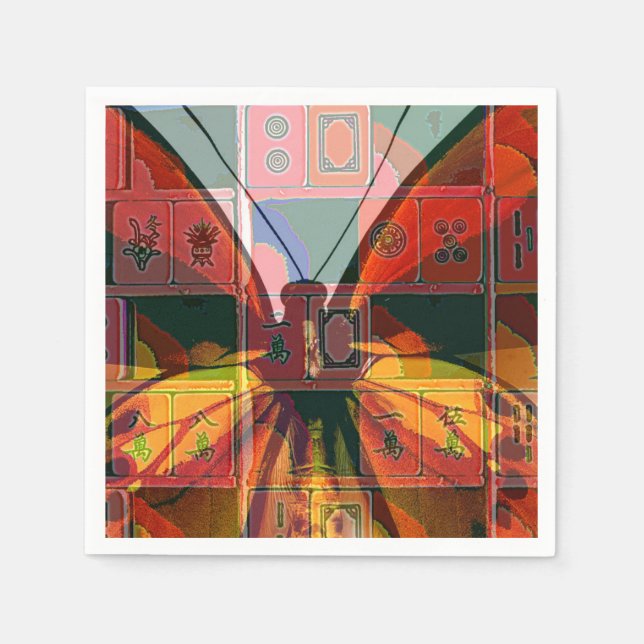 Mah Jongg Butterfly Napkins Pappersservett (Framsidan)