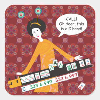 Mah Jongg C Hand Stickers Fyrkantigt Klistermärke