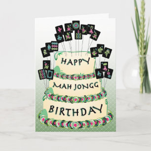 Mah Jongg Cake Birthday Card Kort