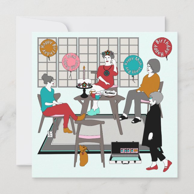 Mah Jongg Cat Birthday Inbjudningar (Framsida)