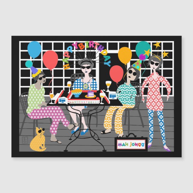 Mah Jongg Cat Magnet Card (Framsida)