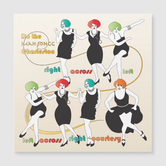 Mah Jongg Charleston Dancers Magnet Card (Framsida)