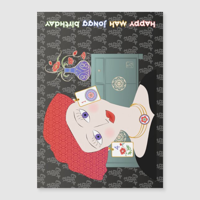 Mah Jongg Dam 01-kort, magnet (Framsida)