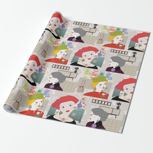 Mah Jongg Dam 03 Wrapping Papper Presentpapper (Utrullad)