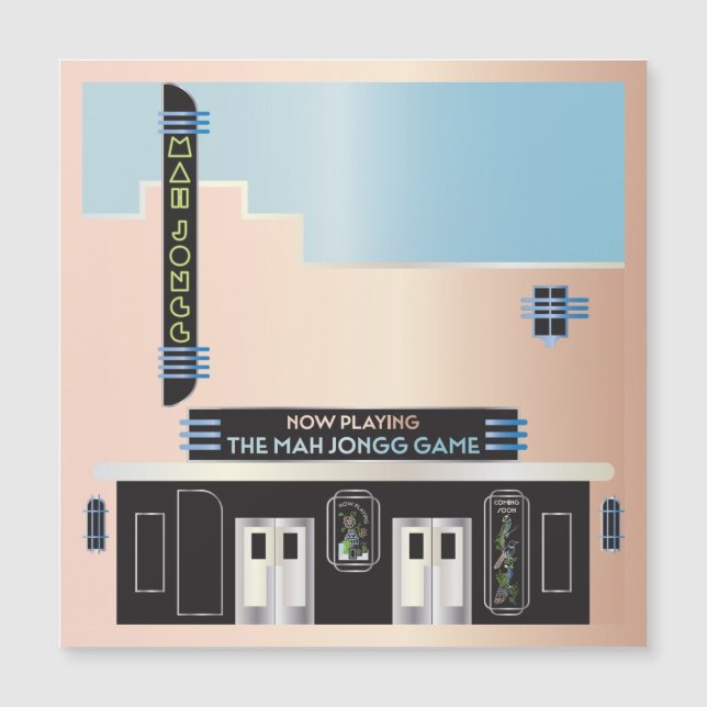 Mah Jongg Deco Theater Magnet Card (Framsida)