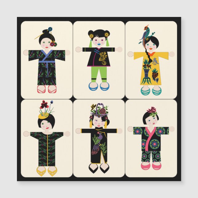 Mah Jongg Dolls Flat Magnet (Framsida)