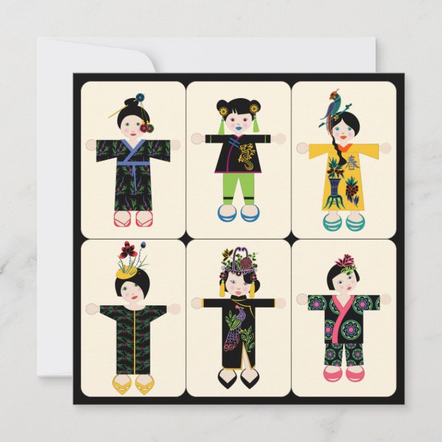 Mah Jongg Dolls-platta kort (Framsida)