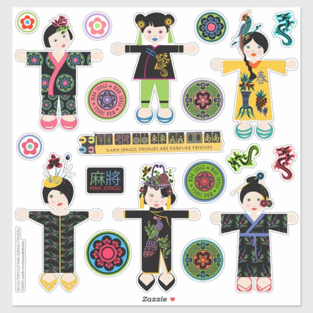 Mah Jongg Dolls Stickers Klistermärken (Ark)