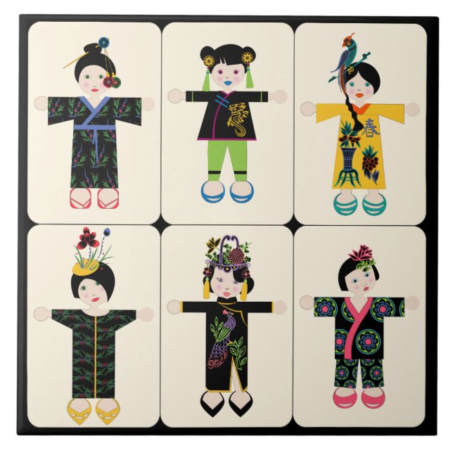 Mah Jongg Dolls Tile Kakelplatta (Framsidan)