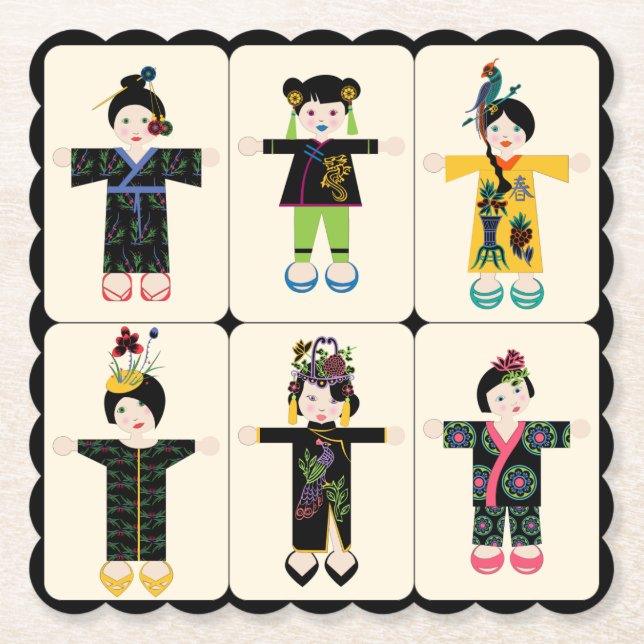 Mah Jongg Dolls Underläggs Underlägg Papper (Framsida)