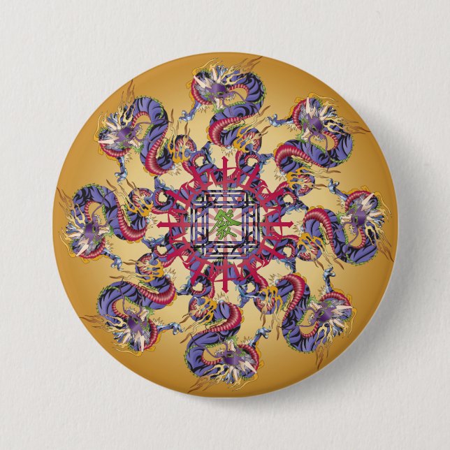 Mah Jongg Dragon Year Button Knapp (Framsida)