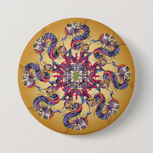 Mah Jongg Dragon Year Button Knapp