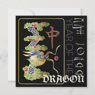 Mah Jongg Dragon Year Flat Card Inbjudningar