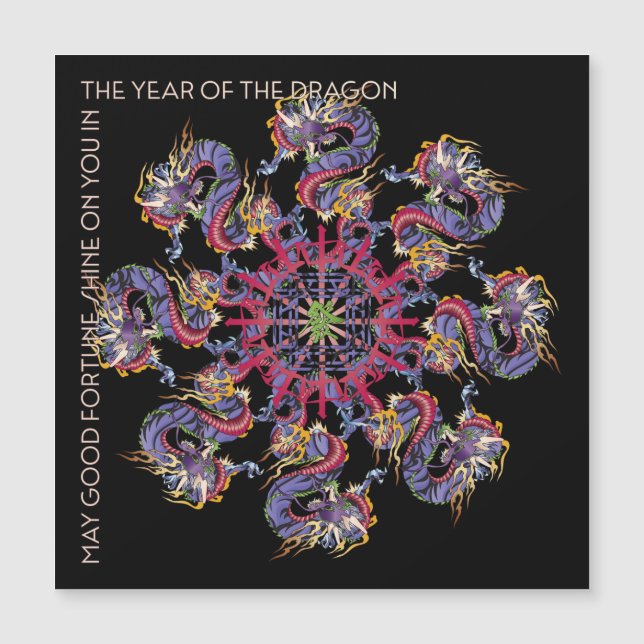 Mah Jongg Dragon Year Flat Magnet (Framsida)