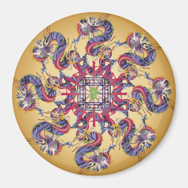 Mah Jongg Dragon Year Magnet (Framsidan)