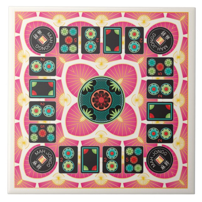 Mah Jongg Fläkt 2025 Ceramic Tile Kakelplatta (Framsidan)