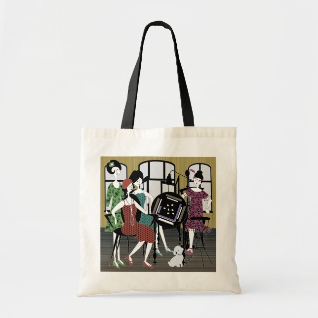 Mah Jongg Flappers Hund Bag Tygkasse (Framsidan)