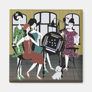 Mah Jongg Flappers Hund Magnet