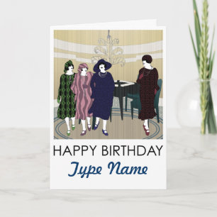 Mah Jongg Flappers Lounge Birthday Card Kort