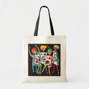 Mah Jongg Flower Dance Tote Bag Tygkasse