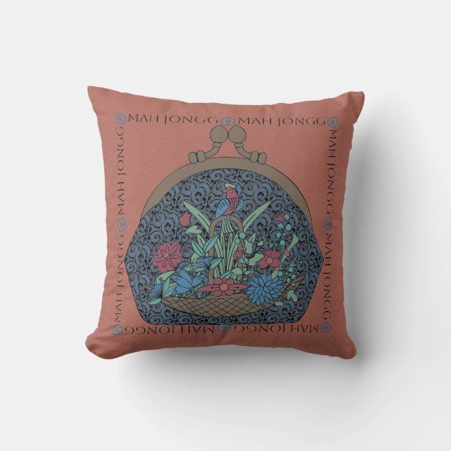 Mah Jongg Flower Purse Pillow Kudde (Framsida)