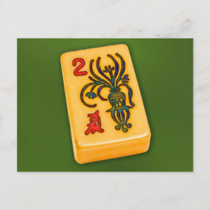 Mah Jongg Flower Tile Vykort