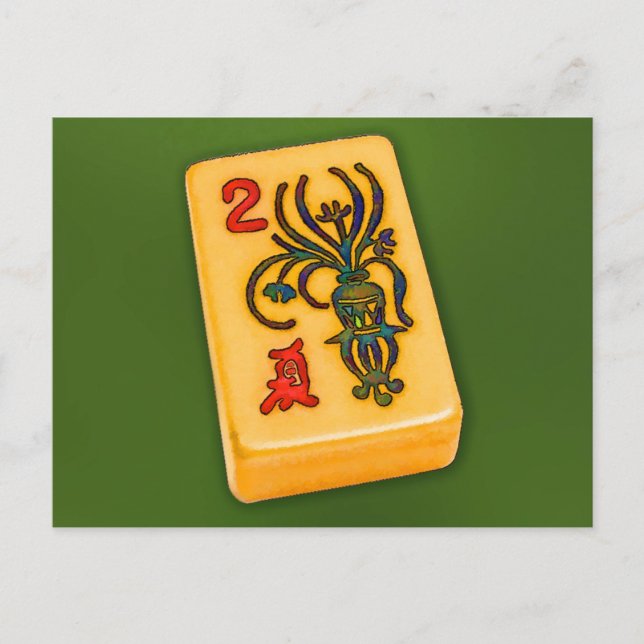 Mah Jongg Flower Tile Vykort (Framsida)