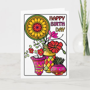Mah Jongg Flowers 01 Birthday Card Kort