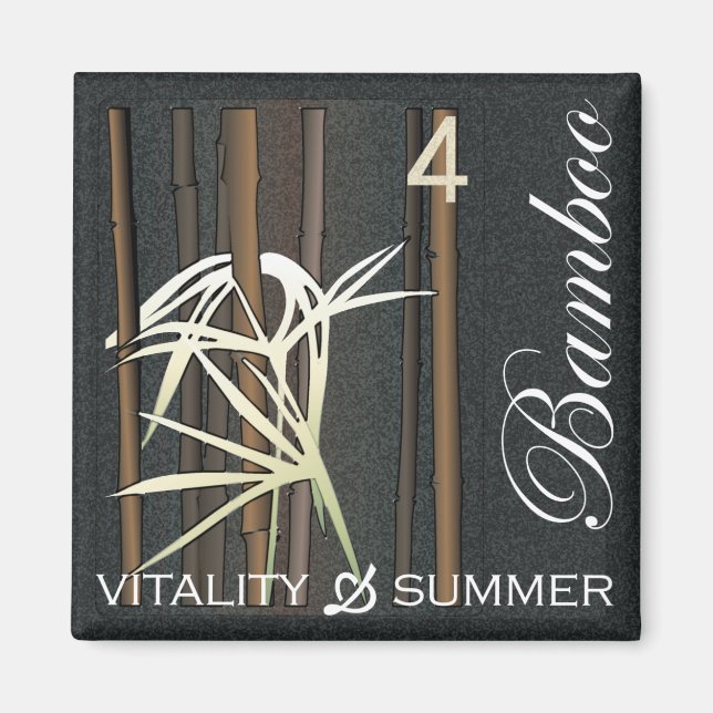 Mah Jongg Flowers Bamboo Magnet (Framsidan)