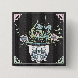 Mah Jongg Flowers/Birds Button Knapp