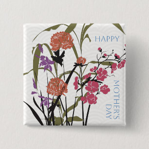 Mah Jongg Flowers Mor' Button Knapp