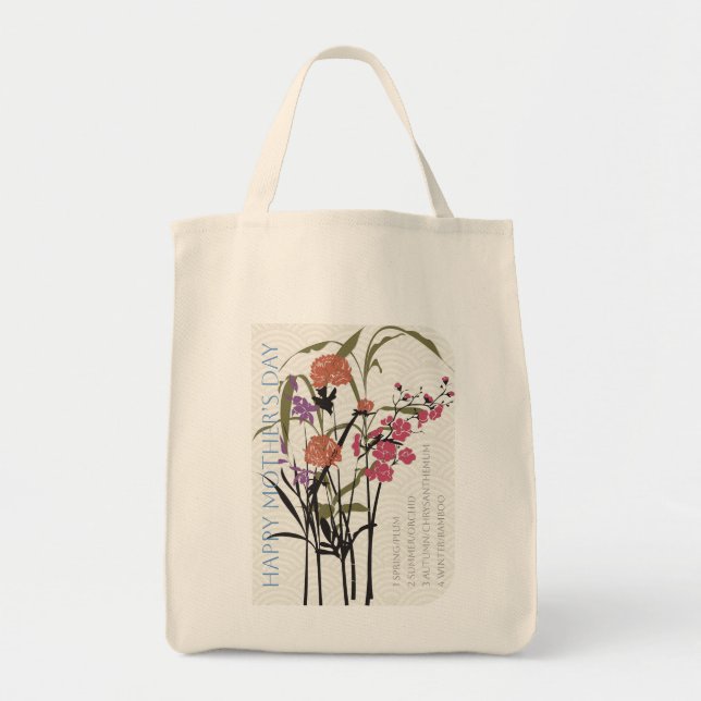 Mah Jongg Flowers Mor's Tote Tygkasse (Framsidan)