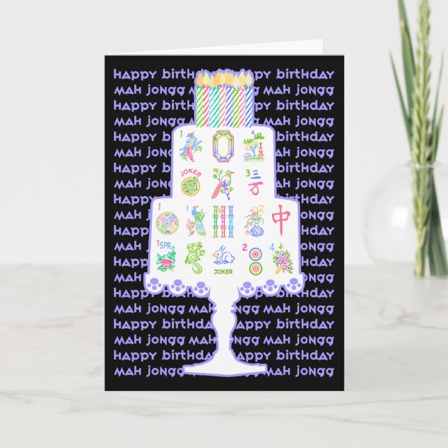 Mah Jongg Födelsedagstårta Kort (Framsida)