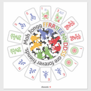 Mah Jongg Friends Vinyl Sticker Klistermärken