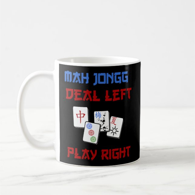 Mah Jongg Game Deal Lämnat Play Höger Chinese Jewi Kaffemugg (Vänster)