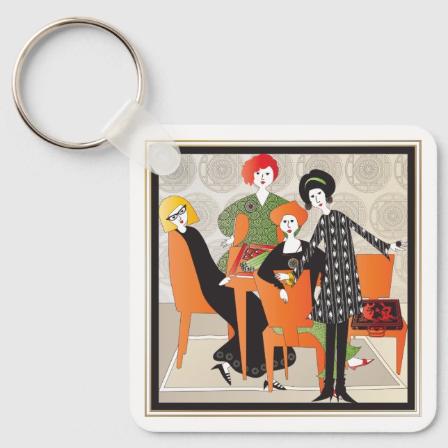 Mah Jongg Game Keychain Nyckelring (Framsida)