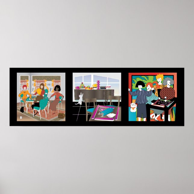 Mah Jongg Game Night Cats Poster (Framsidan)