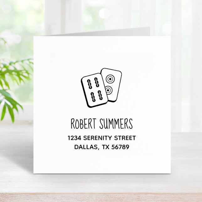 Mah-Jongg Game Tiles Adress Stämpel (Skapare uppladdad)