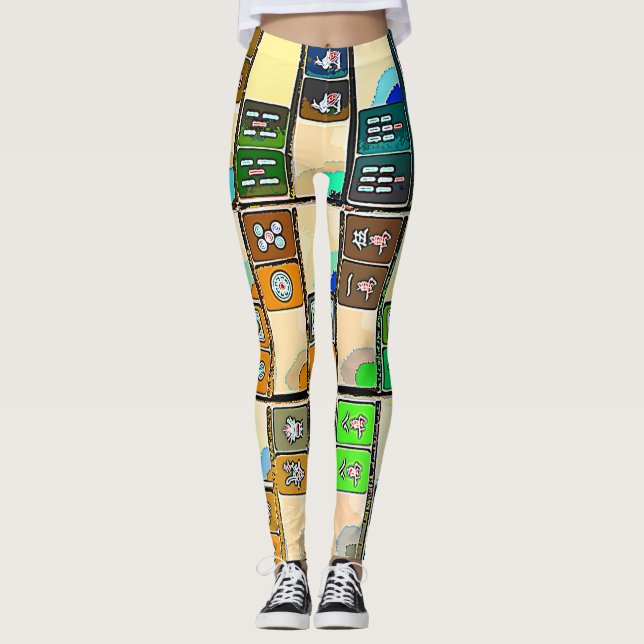 Mah Jongg Graphic Tiles Leggings (Framsida)