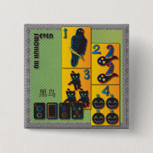 Mah Jongg Halloween Button Knapp