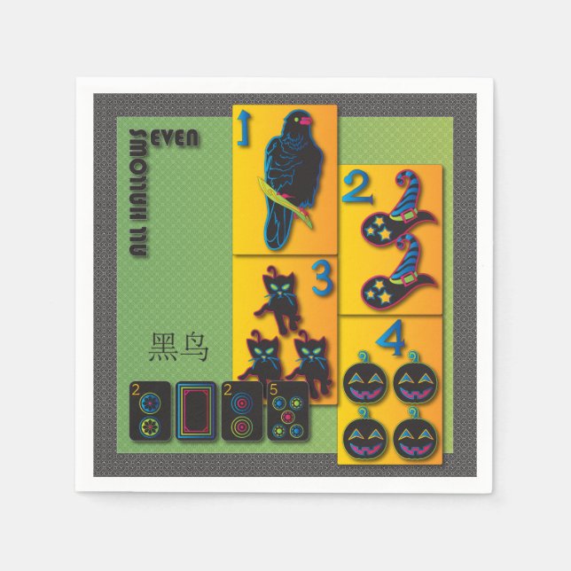 Mah Jongg Halloween Napkins Pappersservett (Framsidan)