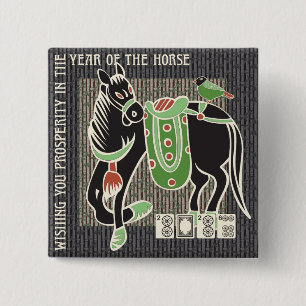 Mah Jongg Horse Button Knapp