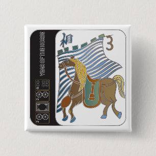 Mah Jongg Horse Button Knapp