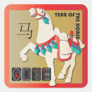 Mah Jongg Horse Stickers Fyrkantigt Klistermärke