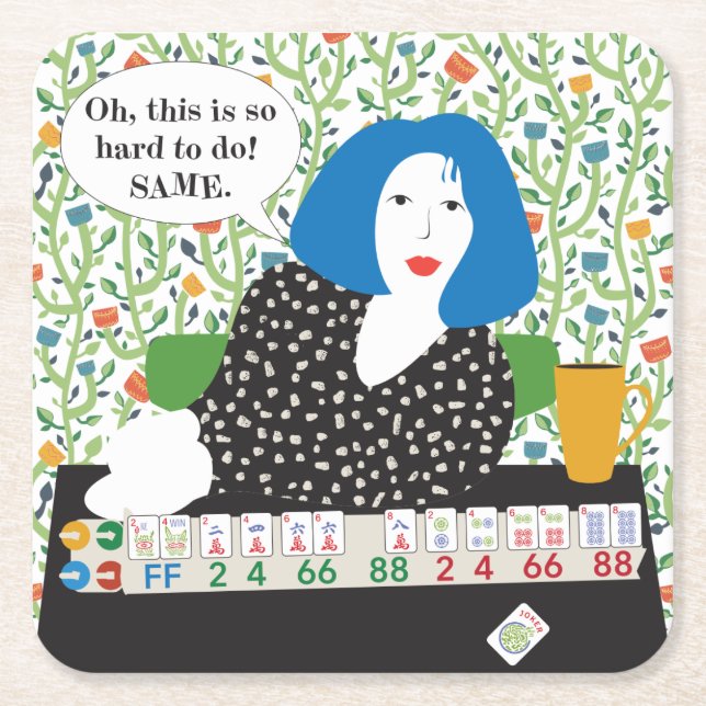 Mah Jongg Joker Discard Coasters Underlägg Papper Kvadrat (Framsidan)