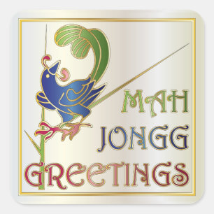 Mah Jongg jul One Bam Stickers Fyrkantigt Klistermärke