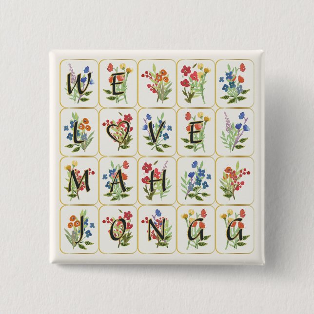 Mah Jongg Kärlek Button Knapp (Framsida)