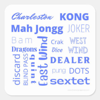 Mah Jongg-klistermärke i blått Fyrkantigt Klistermärke